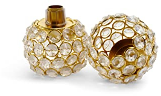 Novaliv 2X Teelichtaufsatz I Gold 8,5 cm Glasaufsatz für Kerzenleuchter I Kerzenständer Glas Adventskranz Teelichthalter Stabkerzenhalter Kerzenpick