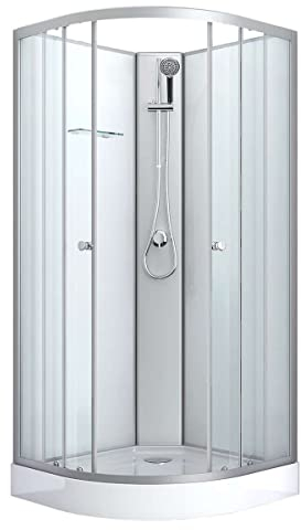 SANOTECHNIK Komplettduschkabine IDEA 1 80×80×203?cm – All-in-One Komplettdusche | 4 mm ESG-Sicherheitsglas, Einhebelmischer, Handbrause, Glasablage, Eck-Schiebetür, PS10