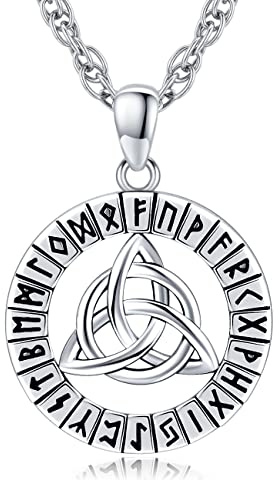 Friggem Collana Vichinga in Argento Sterling 925 Ciondolo con Collana Celtico Vichingo Originale Retrò Vichingo Gioielli per Uomo Donna, catena in acciaio inossidabile 61 cm (A-Collana Vichinga)