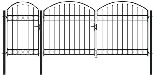 vidaXL Portail de clôture de jardin avec sommet en arc 200 x 400 cm, Portillon Arqué, Sécurisé et Durable, Accès au Jardin, Décor d'Installation en Acier