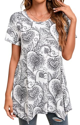 Enmain Damtunika, sommarskjorta, lång skjorta, kortärmad, långärmad, paisley-blommor, 3/4 ärmar, lösa toppar, åtsittande toppar, tunika, lediga blusar, t-shirt, S-3XL, XL