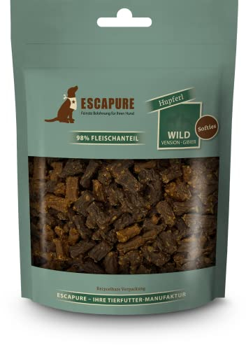 ESCAPURE Softies - Hunde Leckerli aus Wildfleisch in Premium Qualität - 98% Muskelfleisch - Softer Protein Trainingssnacks ohne künstliche Zusatzstoffe & Getreide (150g)