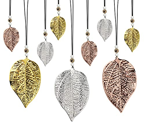 Hängedeko Herbst Dekoanhänger Blätter Anhänger Metall Deko Hänger Schimmerblatt Gold Silber Kupfer Blatt für Fenster Wohnzimmer Garten Fensterdeko