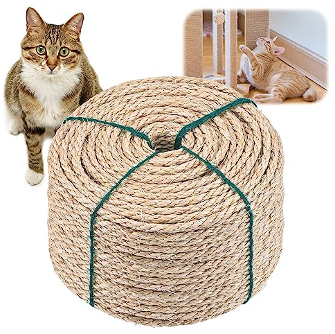 40M Corde de sisal Naturelle pour Arbre à Griffes - Corde de Rechange résistante pour Arbres à Chats - Idéale pour la Maison, Le Jardin, Les projets de Bricolage et la décoration