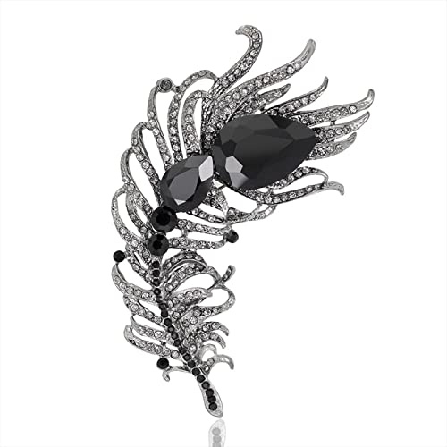 Vintage Femmes Rhinestone Broche Broche Plume De Paon Accessoires De Manteau Broche De Corsage Broche En Diamant