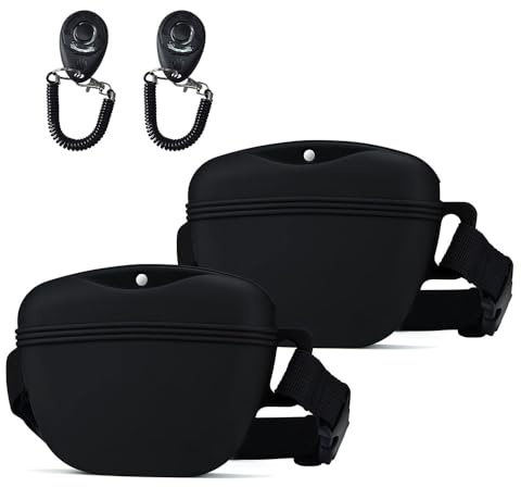 AOKLANT Pet Training Snack Bag con CLICKER 2.0 - Nuova Chiusura Magnetica, 1,66 Tazze con guinzaglio in Silicone, Ideale per l'addestramento e Le Passeggiate.