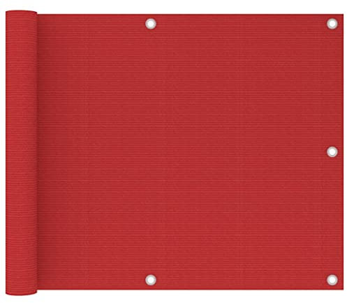 FOZICV 75x500 cm Sichtschutz Terrasse Balkonbespannung Balkonsichtschutz Schimmel und UV Beständig Garten Balkonverkleidung Balkonabdeckung Blickdichte Windschutz mit Ösen und PE Seil Rot HDPE