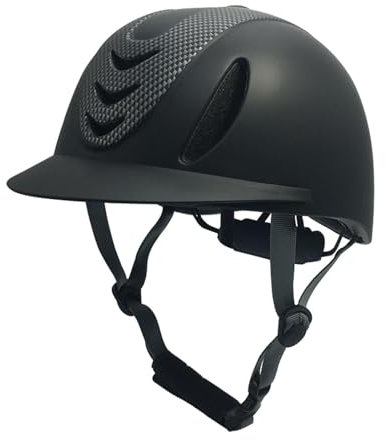 Amagogo Casco de equitación para niños, Casco de Ciclismo Profesional de Moda, Equipo portátil para Caballos, Sombrero de Caballero, Sombrero Ecuestre, Gorra, Flor de Carbono Negro