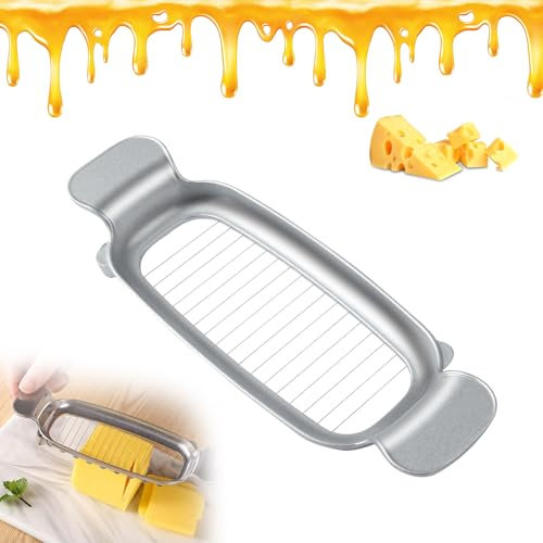 1 trancheuse à beurre et à fromage améliorée en acier multifonction de 20,32 cm, coupe-fromage/œuf, coupe-aliments avec 18 fils tranchants, mandoline à beurre d'une largeur moyenne de 1/4 pouce,
