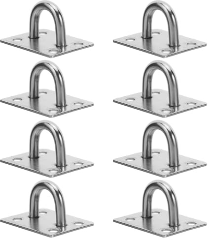 BIUDECO Ganci da Soffitto in Acciaio Inossidabile 8 Pezzi Anello a U per Montaggio a Parete Ancoraggio Resistente per Amaca Sacco da Boxe e Altalena Kit di Aggancio per Uso Indoor e