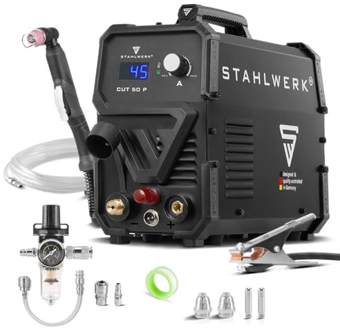 STAHLWERK Tagliatrice al plasma CUT 50 P – Tagliaplasma da 15 a 45 A, capacità di taglio fino a 15 mm, HF Pilot, Smart Cooling, facile da usare con molti accessori