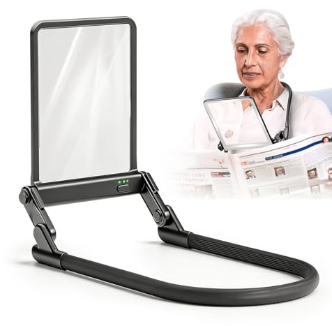 Lente d'ingrandimento da collo con luce – Lente d'ingrandimento 3X per la lettura degli anziani, ingrandimento 3x con 40 LED, 3 modalità di luce, lente d'ingrandimento per il collo a mani libere