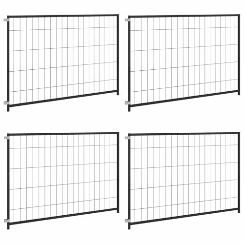Hundezwinger Schwarz Stahl 300x100x70 cm mit abschließbarer Tür großer Welpenauslauf und Hundegitter für Wohnung Outdoor Laufstall und Freilaufgehege