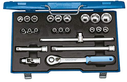 GEDORE Steckschlüsselsatz - 1/2″, im Stahlblechkasten - 23-teilig -