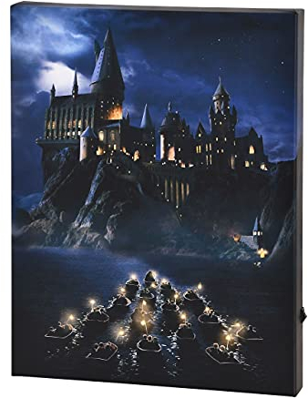 Elbenwald Harry Potter Wandbild mit Licht Schloss Hogwarts Design batteriebetrieben 30 x 40 x 3,8 cm