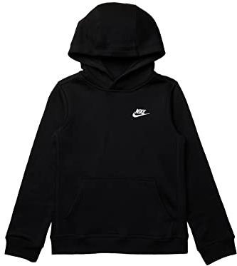 NIKE Boy's Nsw Pull Over Hoodie Club, Black/White, Large