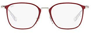 Ray-Ban Junior Kids' RY1056 Square Prescription Eyeglass Frames, Silver On Red/Demo Lens, 46 mm