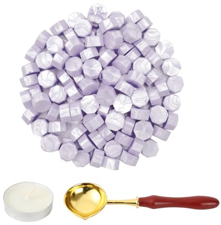 LICQIC Wax Stamp Kit, 100 Pcs Wax Seal Beads with 1 Melting Spoon | Suitable for Invitations, Cards, Envelopes, Wine Packages, Gift Wrapping