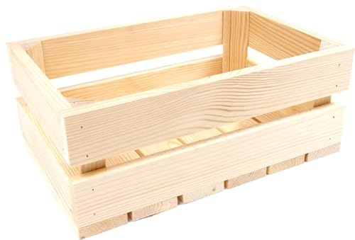 Generisch Scatola decorativa 30 x 20 x 12 cm, scatola di legno per la conservazione di vino, frutta, verdura, ecologica, piallata (30 x 20 x 12)