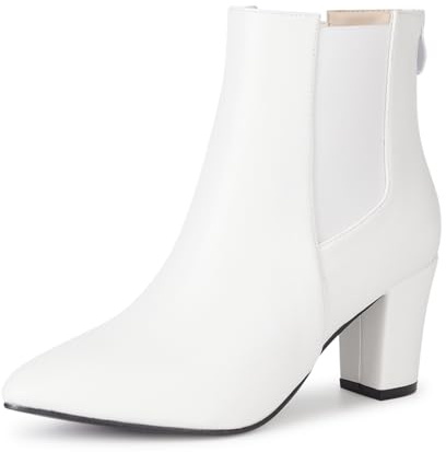 Rodawu Women's Ankle Chelsea Classic Leather White UK 7 Boots