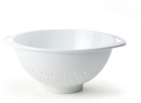 Qdesign - Petite Passoire 19,4 x 16 x 7,4 cm en Mélamine - Matériau Neutre, Sain et Durable - Sur Pieds - 2 Poignées Latérales - Modèle Empilable - Blanc