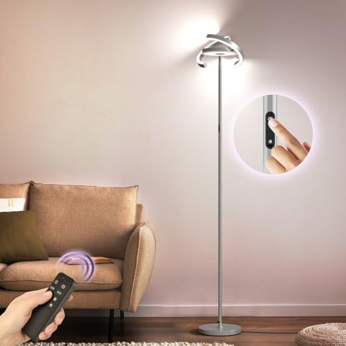 FIMEI Lámpara de Pie LED Regulable 36W Lampara de Pie Salon, 3000K-6000K Temperatura de Color y Atenuación Continuas, Mando a Distancia & Táctil, Lámpara de Lectura para Salon Habitacion Oficina