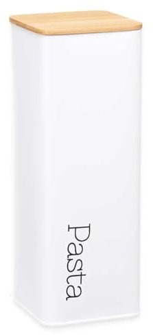 Kinvara Pasta Vorratsdose mit Deckel, Vorratsbehälter Pasta, Nudeln, Deckel aus Bambus, Aufbewahrung (weiss)