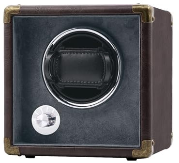 Mcbazel Scatola di Carica Orologi Automatici, Caricatore Automatico per Singolo Orologio Pelle PU, Rotazione Bidirezionale Silenziosa, 5 Modalità con Luce LED,Accessori per Scatola Porta Orologi