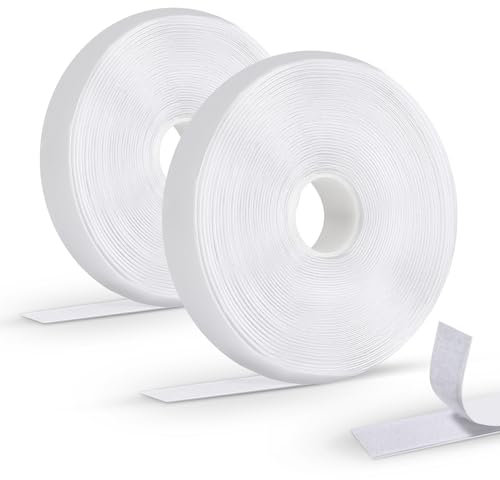 Oderra Adhésif Puissant, 8m x 2cm Scratch Autocollant Double face, Rouleau Scratch Convient aux Fenêtres, Cadres Photo, Moustiquaires, Bricolage, 2 Pcs Blanc