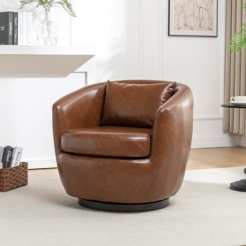 Roundhill Furniture Orenza Modern Faux Leather Swivel Barrel Accent Club Chair
