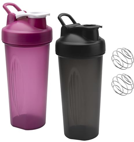 2 vasos de 600 ml para batidos de proteínas con bola, indicador ML, a prueba de fugas, batidor de proteínas, agitador de proteínas, botella de gimnasio, fitness, batidora de proteínas, para polvo
