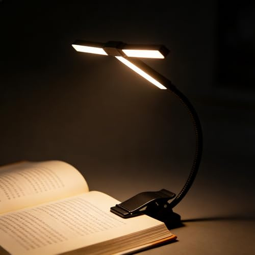 Briocht Music Stand Light Reading Light Clip On Book Light, 4 Color Temperatures 12 Brightness Levels 3-Head Design, Eye-Caring Lamp for Piano Sheet Music Reading Studying Crafting Bedside