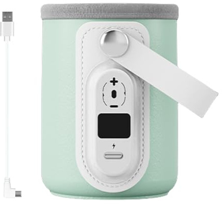 Calentador de botellas, cubierta recargable por USB, portátil con carga USB para calentamiento rápido, accesorio de viaje y hogar