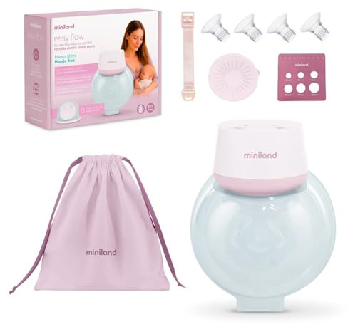 Miniland Lätt bärbar elektrisk bröstpump | 2 lägen, 9 intensitetsnivåer, LED-skärm, USB-uppladdningsbar, 180 ml BPA Free