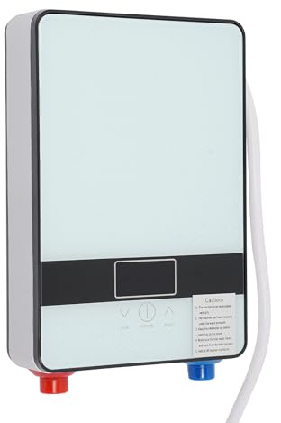 Scaldabagno Elettrico Istantaneo, Scaldabagno Istantaneo per Doccia del Bagno con Touchscreen LED, Mini Scaldacqua Istantaneo con Set Doccia per Cucina, Bagno