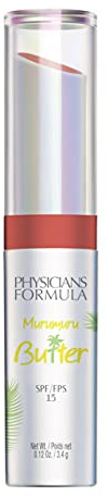 Physicians Formula - Murumuru Butter Lip Cream - Creamy Lipstick with Moisturizing Tucuma, Cupuaçu and Murumuru Butter Blend, Essential Fatty Acids and Protective SPF 15 - Brazilian Sunset