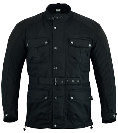 Texpeed Chaqueta moto hombre invierno 3/4 protecciones - Motociclista impermeable para hombre Cordura encerada con armadura CE Negro (EN 1621-1) 4XL