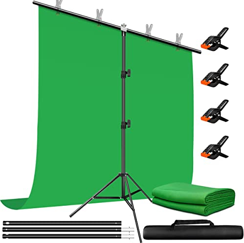 Heysliy Green Screen Background with Stand 2x2M/6.5x6.5Ft,1.5 x2M GreenScreen Photography Backdrop Kit for Gaming,Photo Studio,Stream,Chroma Key