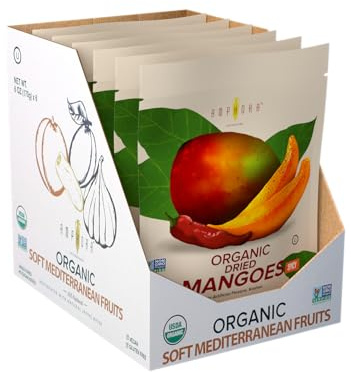 Amphora Hot Spicy Organic Mango Healthy Snack Dried Fruits Vegan Kosher Gluten Free, Vegan, Keto - 3 Oz Each Bag (Pack of 6)
