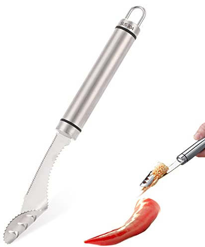Vide-Courgettes, vide courgette, couteau vide courgette, Vide-pomme en Acier Inoxydable Vide-poivre avec Bord Dentelé pour Chilli, Jalapenos, Piments, Poivrons, Courgettes, Concombres