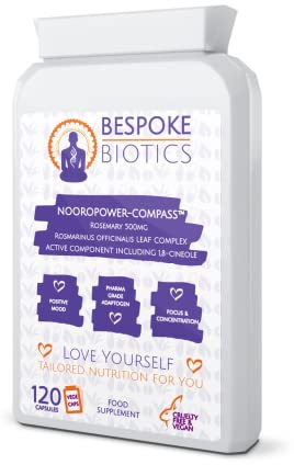 Rosemary 500mg 120 Capsules (V) not Tablets Rosmarinus Officinalis Nooropower-Compass Memory, Focus and Learning Cognitive Enhancer Natural Vegan Nootropic. UK Made Bespoke Biotics