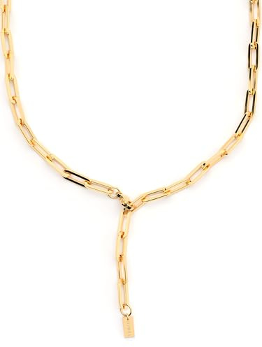 THIORA 'Island Links' Y-Kette Gold Damen | Statement Halskette Edelstahl 18kt Gold Variable Länge