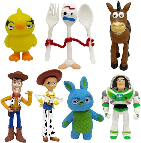 Toystorry Gâteau Topper, 7 Pièces Toystorry Mini Figurines Set Figure Décoration Gâteau Topper Ornements Jouets Figurine Cupcake pour Enfants Fête d'anniversaire Décorations de Gâteaux