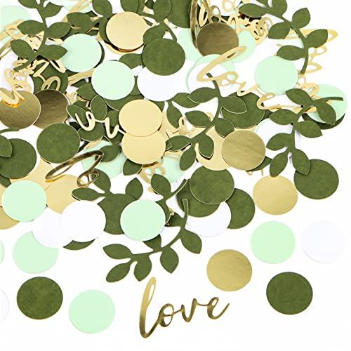 RUNEAY Konfetti Tischdeko 400 Stück, Konfetti für Valentinstag Deko, Konfetti für Hochzeit Deko Streudeko, Glitzer Konfetti Tischdeko Gold Konfetti Grün für Geburtstag Deko, Babyparty Deko, Vorschlag