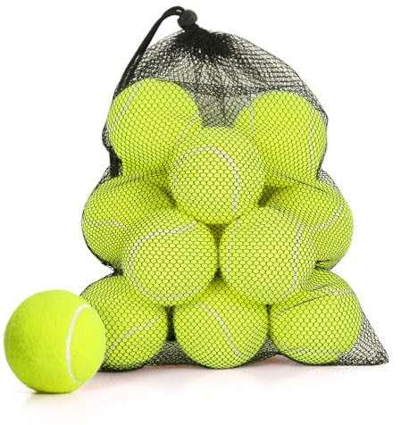 MRYCZ FYRHD Training Tennis Balls – 12 Pack Practice Balls with Mesh Bag, Great for Beginners & Dogs, Bulk Tennis Balls for Training & Play
