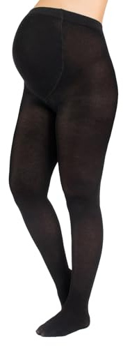 CALZITALY Mamma-tights, ogenomskinliga graviditetsbyxor, kashmirull moderskap strumpbyxor 150DEN |Tillverkad i Italien |, Svart, S