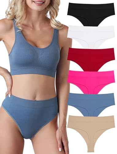 Evolyline 6-pack string, tanga, dam, magkontroll, kalsonger, tanga, dam, sömlösa stringar, tanga, set, hög midja, underkläder, kvinnor, bomull, string, ventilerande, mjuka trosor