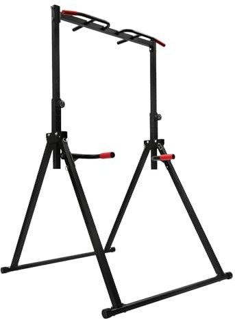 Station de traction triangle Power Tower Dip - Barre de traction pour la gym à la maison - Hauteur réglable - Entraînement de force - Acier au carbone - Noir