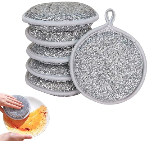 5 Stück Spülschwamm Topfreiniger Küchenschwamm 2.5cm Dick Waschbar zum wiederverwenden,12.5x2.5 cm mit Mikrofaser,Hartnäckigen