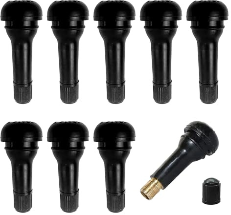 Lot de 10 TR413 Valves de Pneu, Capuchon Auto TR414 en Caoutchouc Snap-in pour Jantes - Remplacement Instantané pour Voiture et Moto - Noir